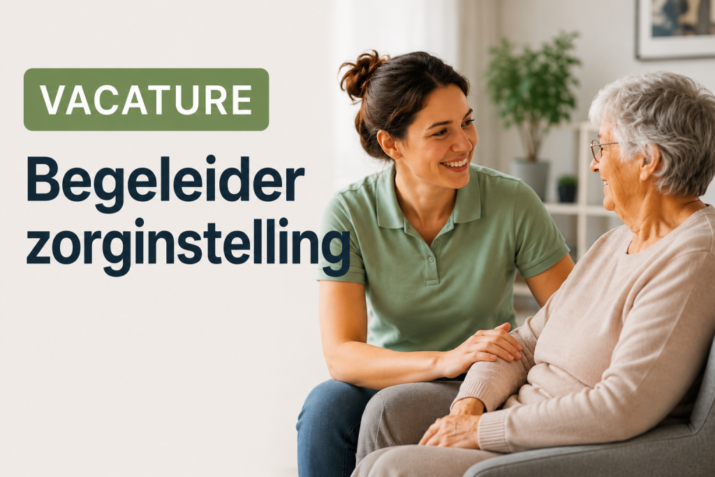 Begeleider Zorginstelling — banner met zorgverlener en cliënt