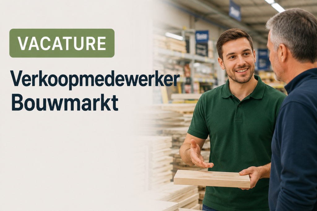 Verkoopmedewerker Bouwmarkt — banner met medewerker en klant in bouwmarkt